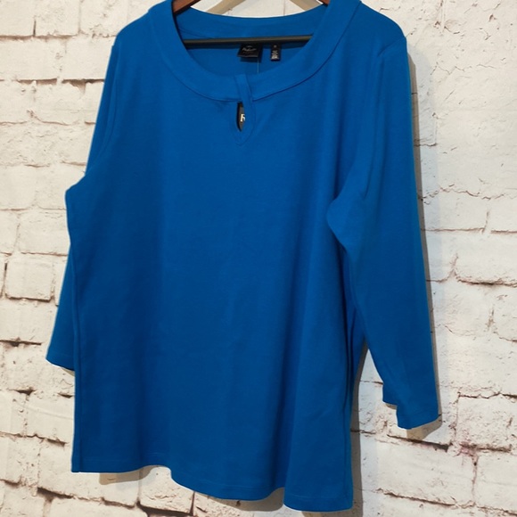 🆕Rafaella Keyhole Cotton Tee, Size 2X - Picture 2 of 6